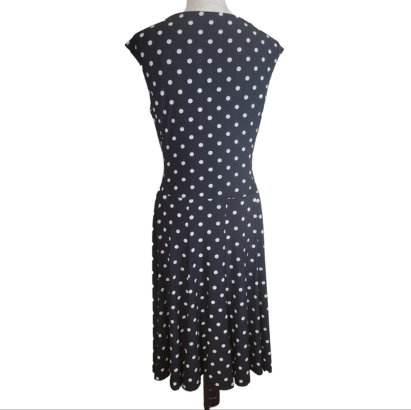Lauren by Ralph Lauren Black & White Polka Dot Sleeveless Dress Size 10 - Picture 4 of 5